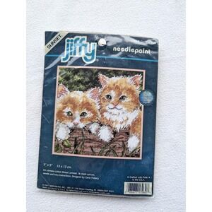 Jiffy Needlepoint 17060 Darling Duo Cats Animal Kitten 5x5 Small Craft Pets Gift